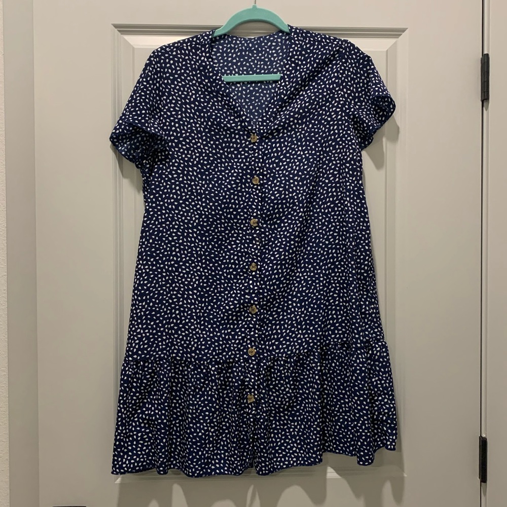 Polka Dot V Neck T-Shirt Dress